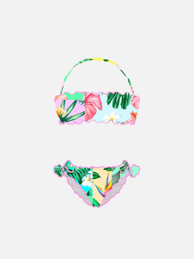 Mc2 Saint Barth Bikini da bambina a fascia con stampa fiori