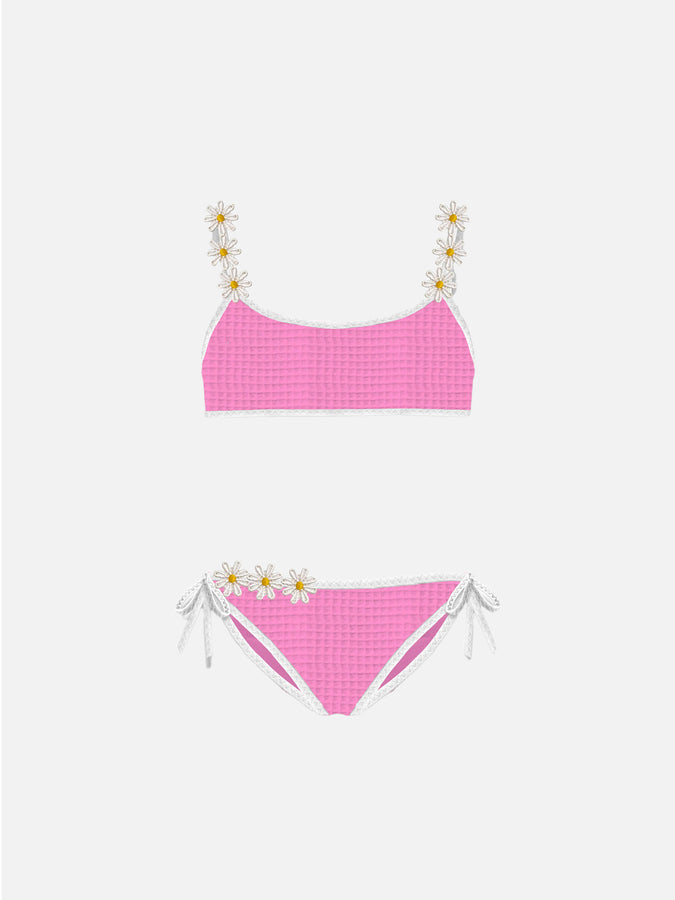 Mc2 Saint Barth Bikini da bambina a bralette con ricamo