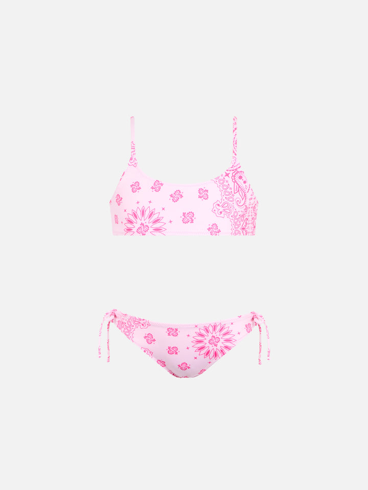 Girl pink bandanna bralette bikini Jaiden - MC2 Saint Barth