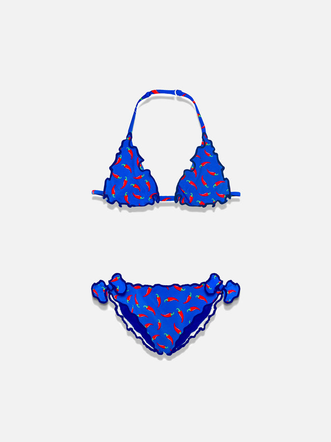 Mc2 Saint Barth Bikini da bambina a triangolo con stampa peperoncino