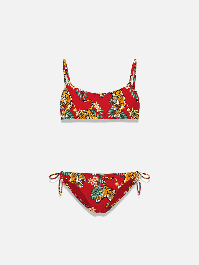 Mc2 Saint Barth Bikini a bralette da bambina con stampa tigre