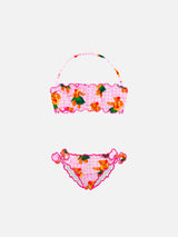 Girl bandeau bikini with hawaian bear print