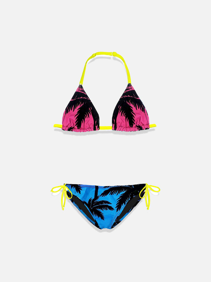 Mc2 Saint Barth Bikini da bambina con stampa palme sfumate