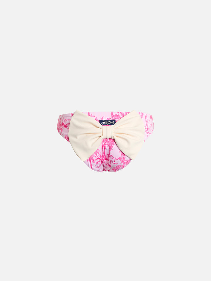 Girl swim briefs Madame with bow and toile de jouy print - MC2 Saint Barth