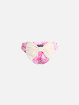 Girl swim briefs Madame with bow and toile de jouy print