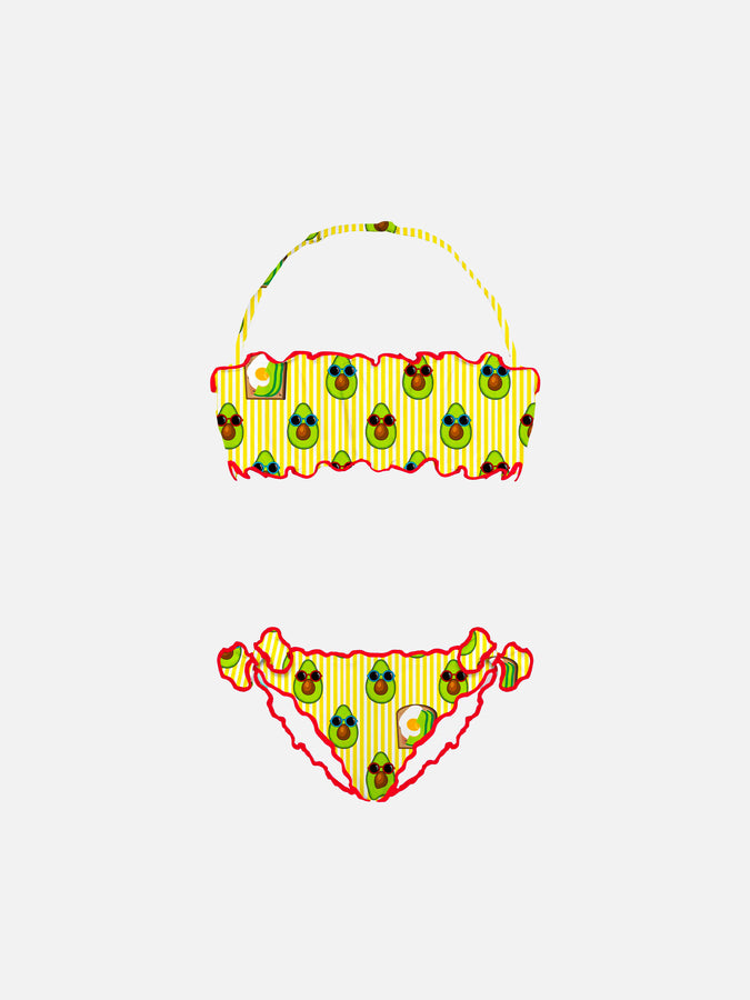 Mc2 Saint Barth Bikini da bambina a fascia con stampa avocado