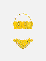 Mädchen-Bandeau-Bikini mit Bandana-Print