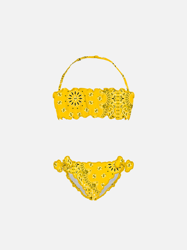 Mädchen-Bandeau-Bikini mit Bandana-Print