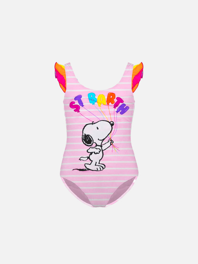 Mc2 Saint Barth Costume da bagno da bambina con volant stampa Snoopy | Edizione speciale Peanuts®