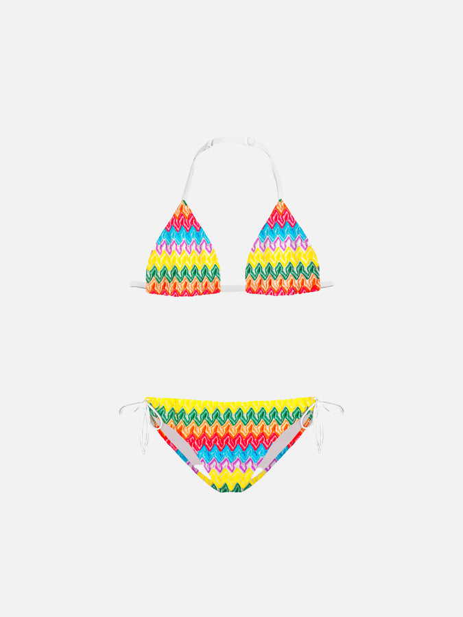 Mc2 Saint Barth Bikini da bambina in maglia Chevron