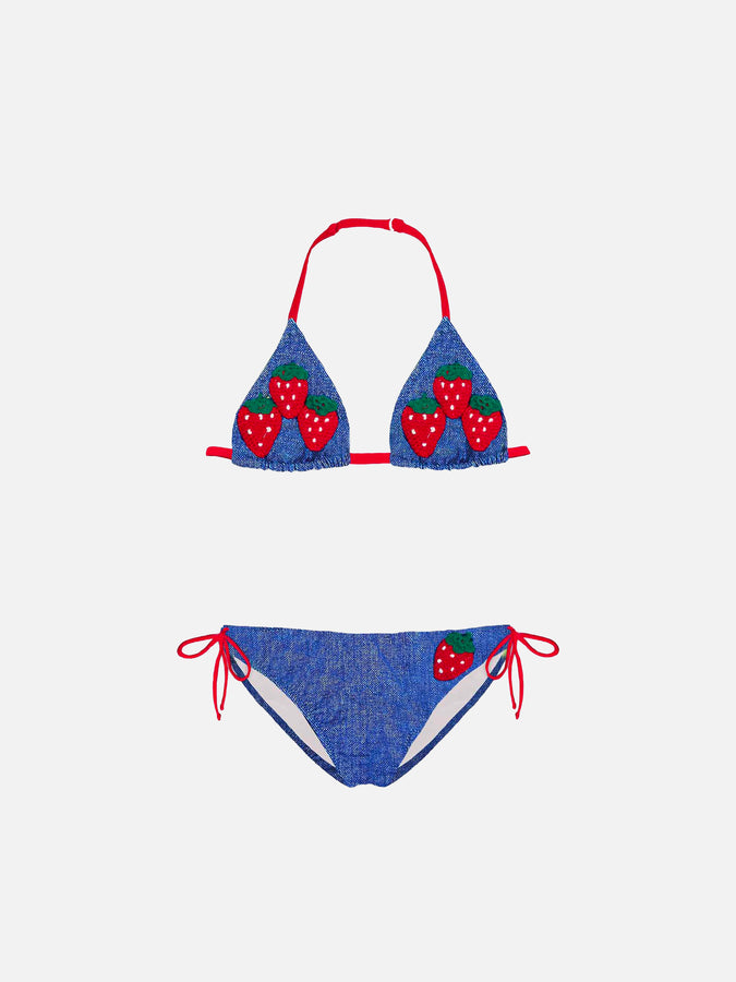 Mc2 Saint Barth Bikini da bambina denim fragola