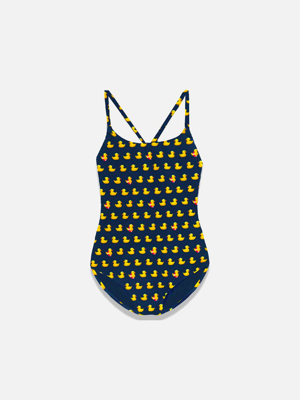 Ducky all over print girl's one piece