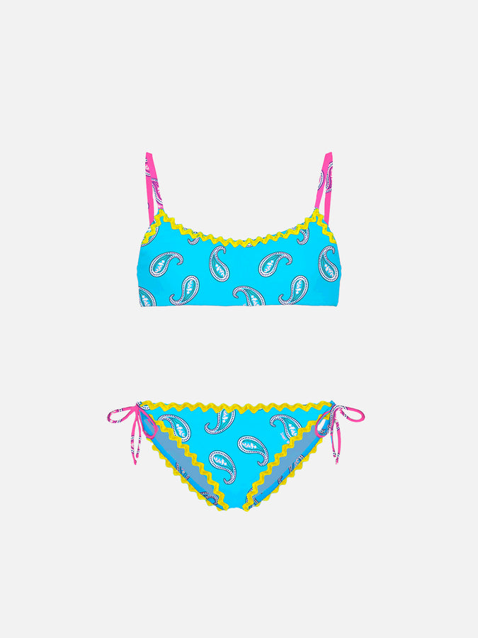 Mc2 Saint Barth Bikini da bambina a bralette con stampa paisley