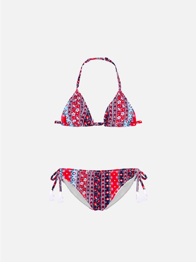 Mc2 Saint Barth Bikini da bambina stampa gipsy rosso e blu