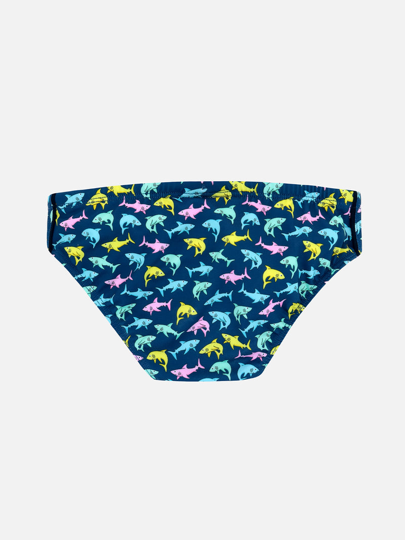 Boy swim briefs Billy with sharks print