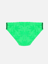 Boy terry swim briefs Billy with palms embossed print