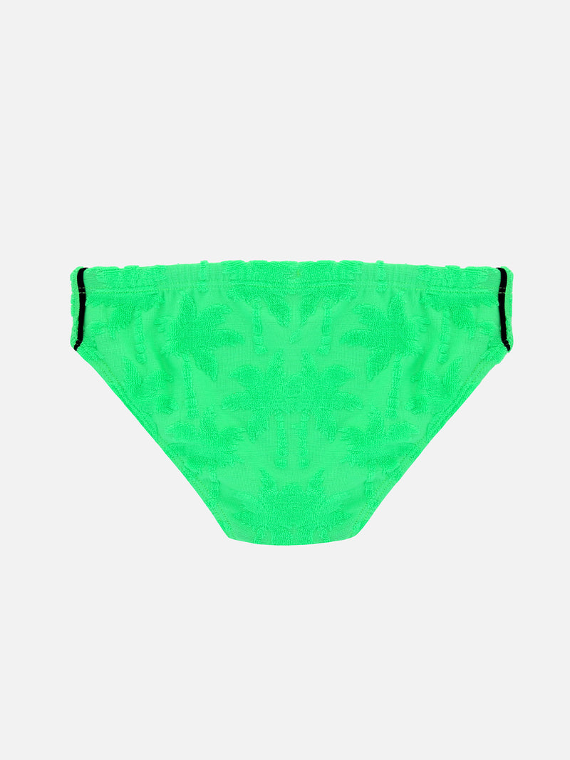 Boy terry swim briefs Billy with palms embossed print