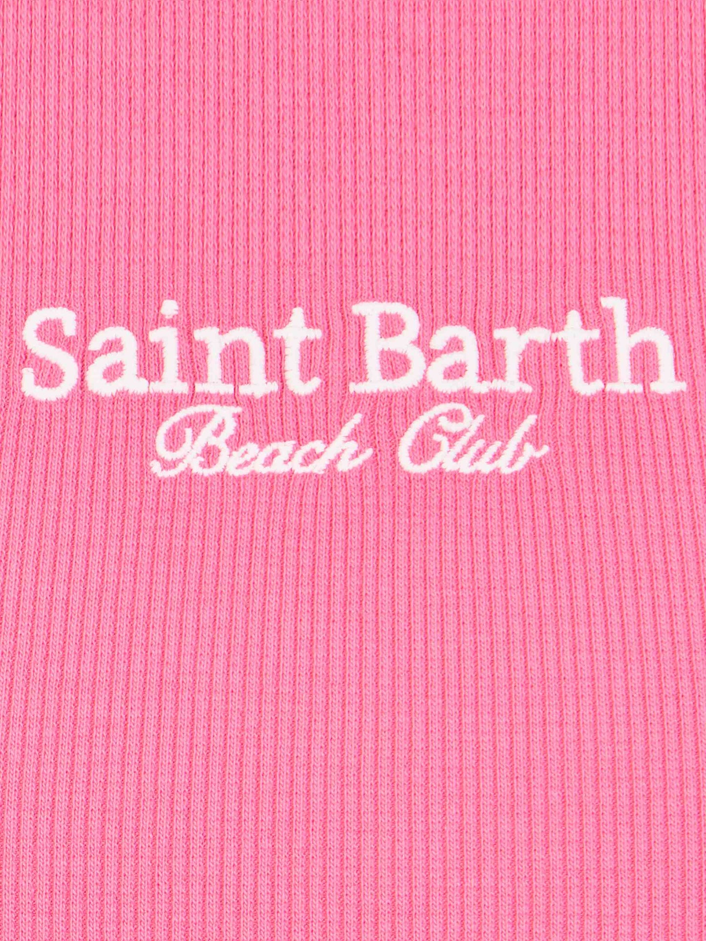 Girl fuchsia rib-knit cotton crop tank - MC2 Saint Barth