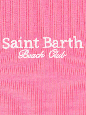 Girl fuchsia rib-knit cotton crop tank - MC2 Saint Barth