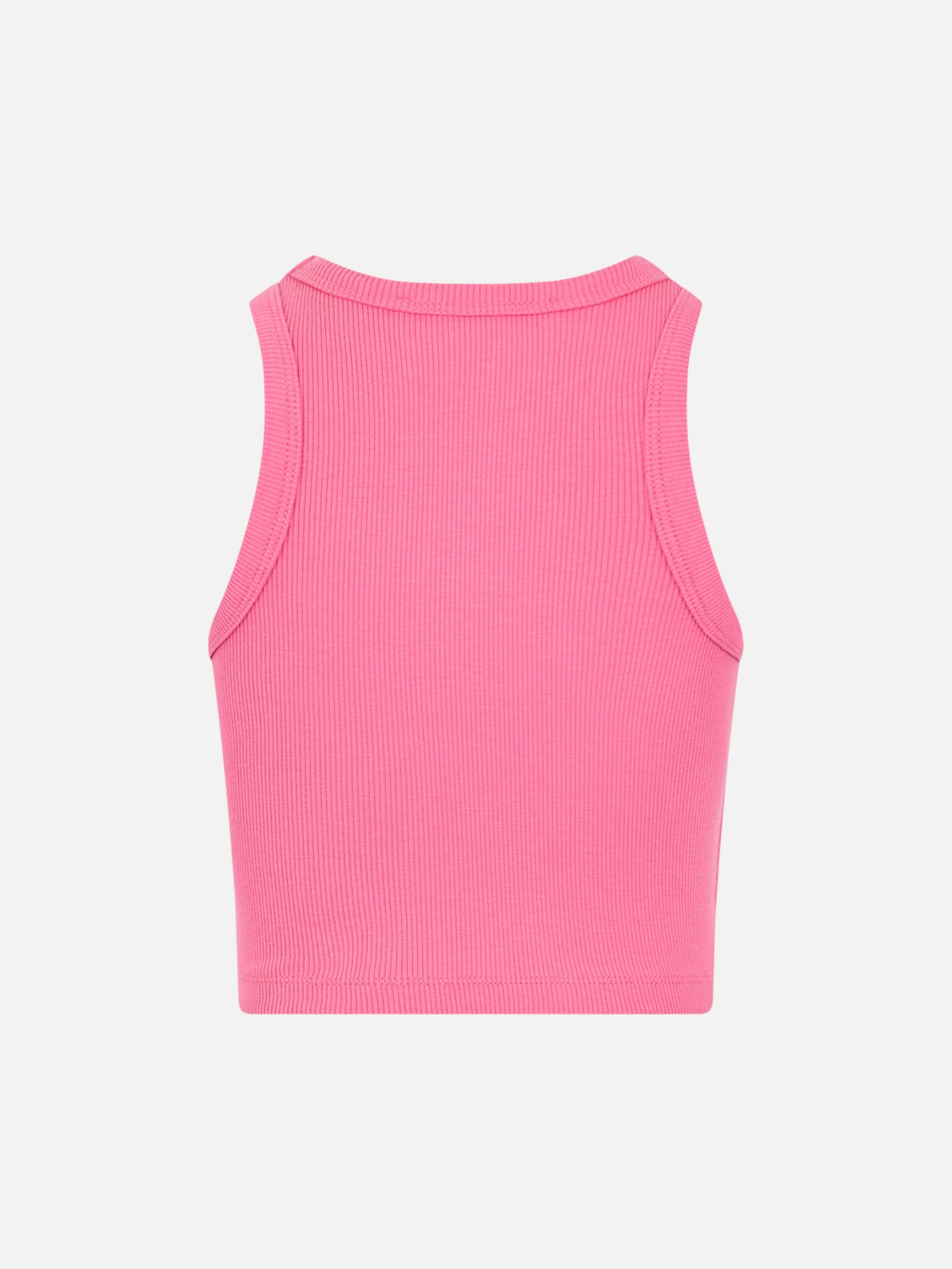Girl fuchsia rib-knit cotton crop tank - MC2 Saint Barth