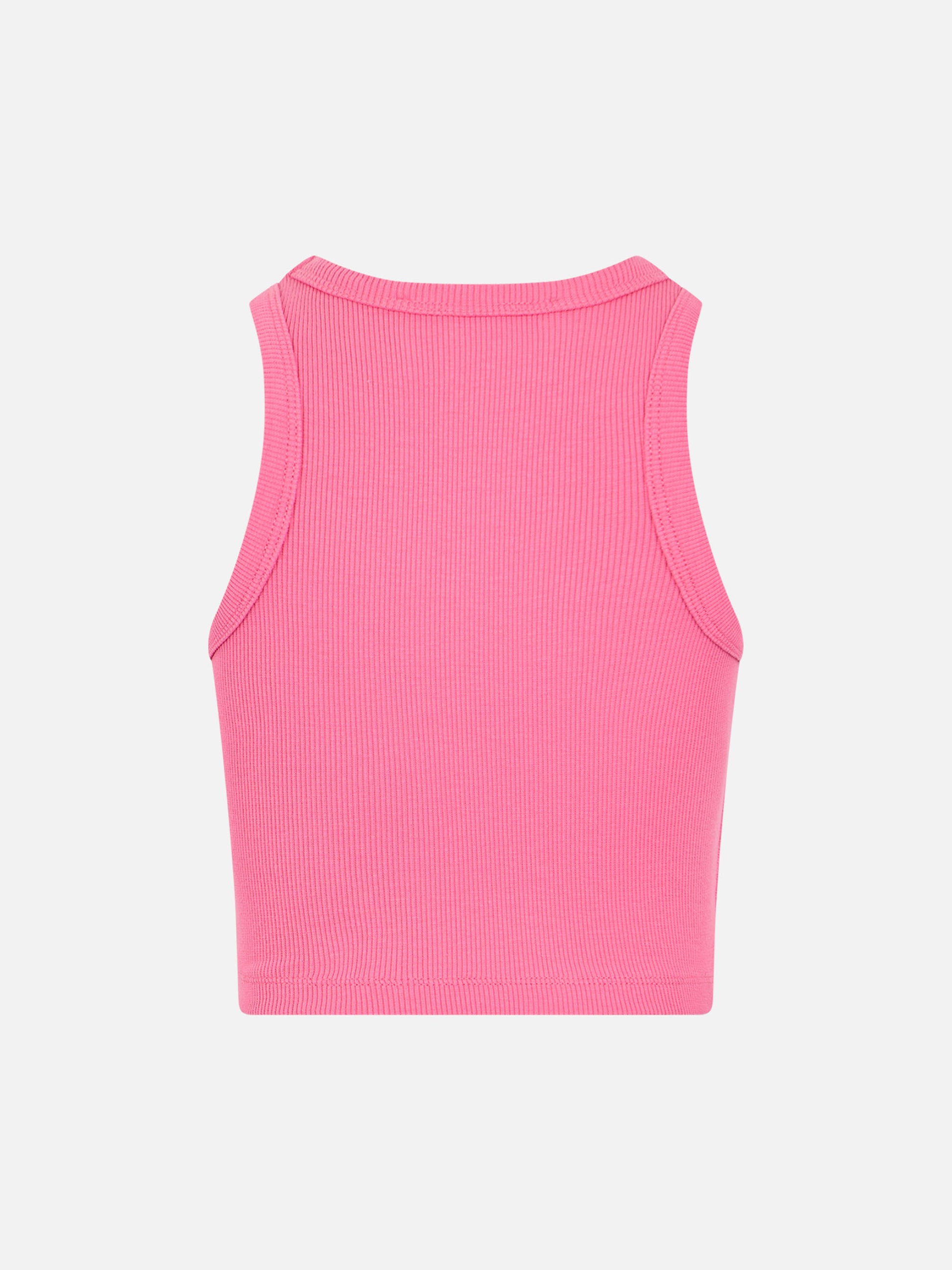 Girl fuchsia rib-knit cotton crop tank - MC2 Saint Barth