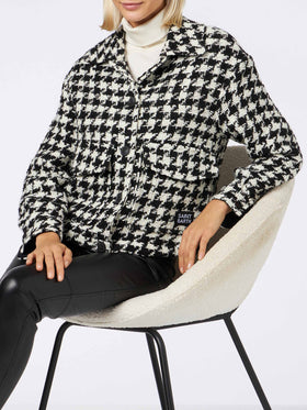 Woman cropped overshirt with pied de poul print - MC2 Saint Barth