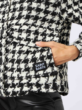 Woman cropped overshirt with pied de poul print - MC2 Saint Barth