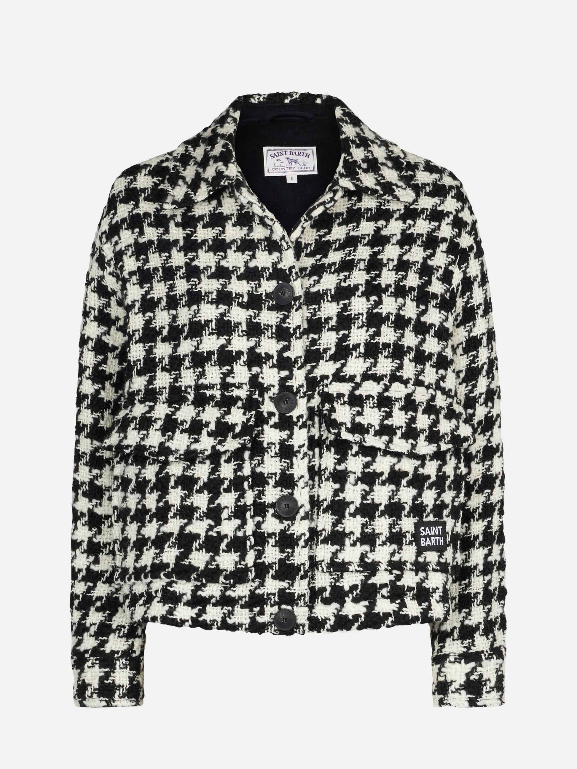 Woman cropped overshirt with pied de poul print - MC2 Saint Barth