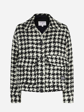 Woman cropped overshirt with pied de poul print - MC2 Saint Barth