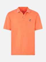 Herren-Poloshirt aus orangefarbenem Baumwolljersey