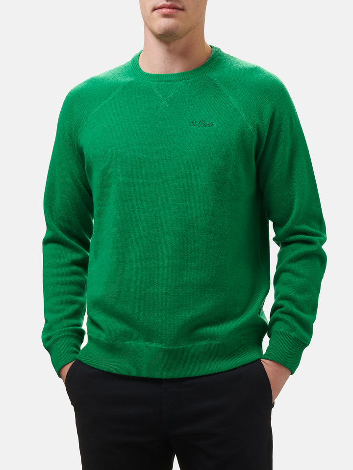 Man green cashmere blend knitted sweatshirt Bricklane - MC2 Saint Barth