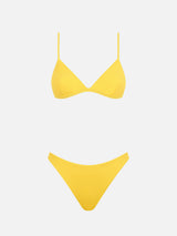 Bikini da donna a triangolo a costine giallo