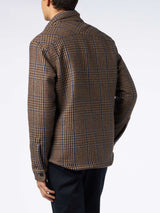 Herren-Überhemd im Prince-of-Wales-Stil aus Wolle mit Taschen und Aufnähern