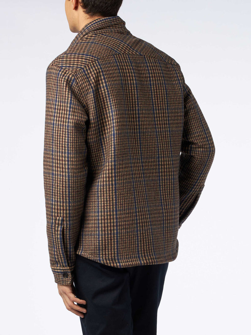 Herren-Überhemd im Prince-of-Wales-Stil aus Wolle mit Taschen und Aufnähern