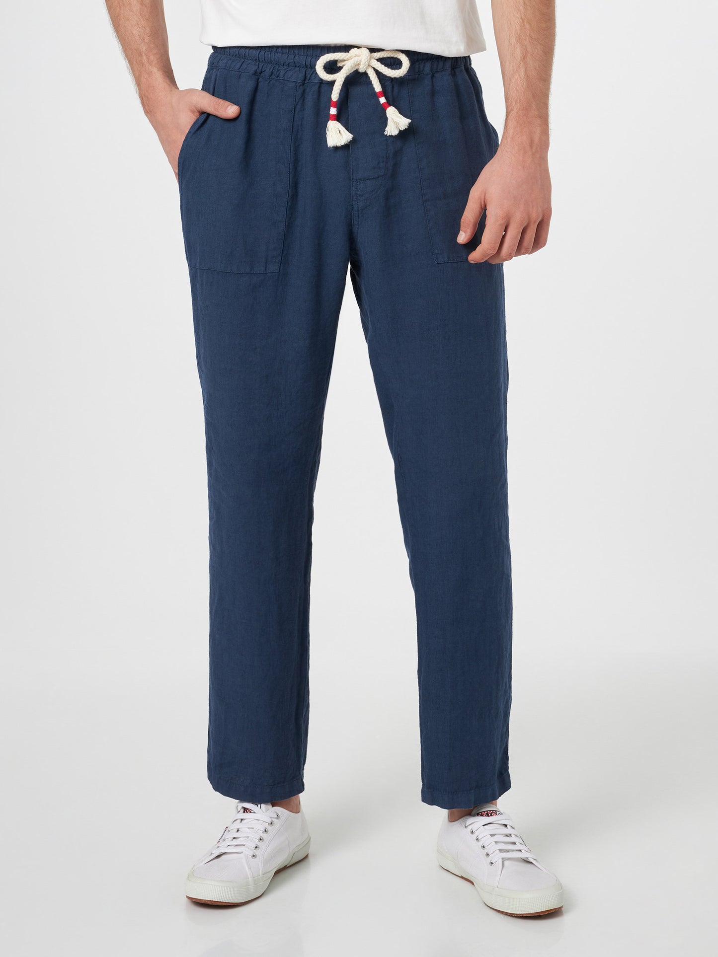Navy blue linen pants Calais with drawstring - MC2 Saint Barth