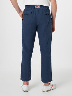 Navy blue linen pants Calais with drawstring - MC2 Saint Barth