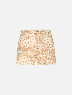 Woman bandanna print denim bermuda Cancun - MC2 Saint Barth
