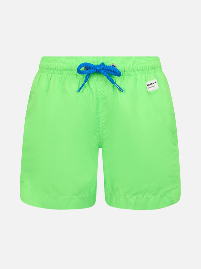 Mc2 Saint Barth Costume da bagno da bambino in tessuto leggero verde fluo Jean Lighting Pantone | EDIZIONE SPECIALE PANTONE