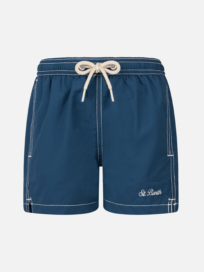 Mc2 Saint Barth Shorts da bagno bambino di media lunghezza blu navy Patmos Jr