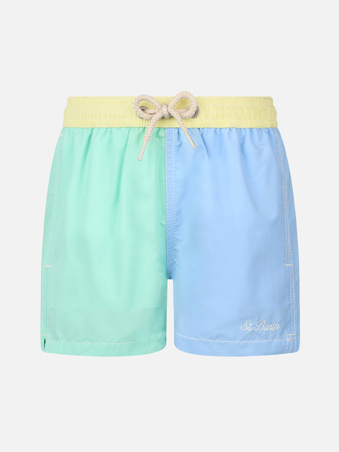 Mc2 Saint Barth Shorts da bagno di media lunghezza da bambino color block Patmos Jr