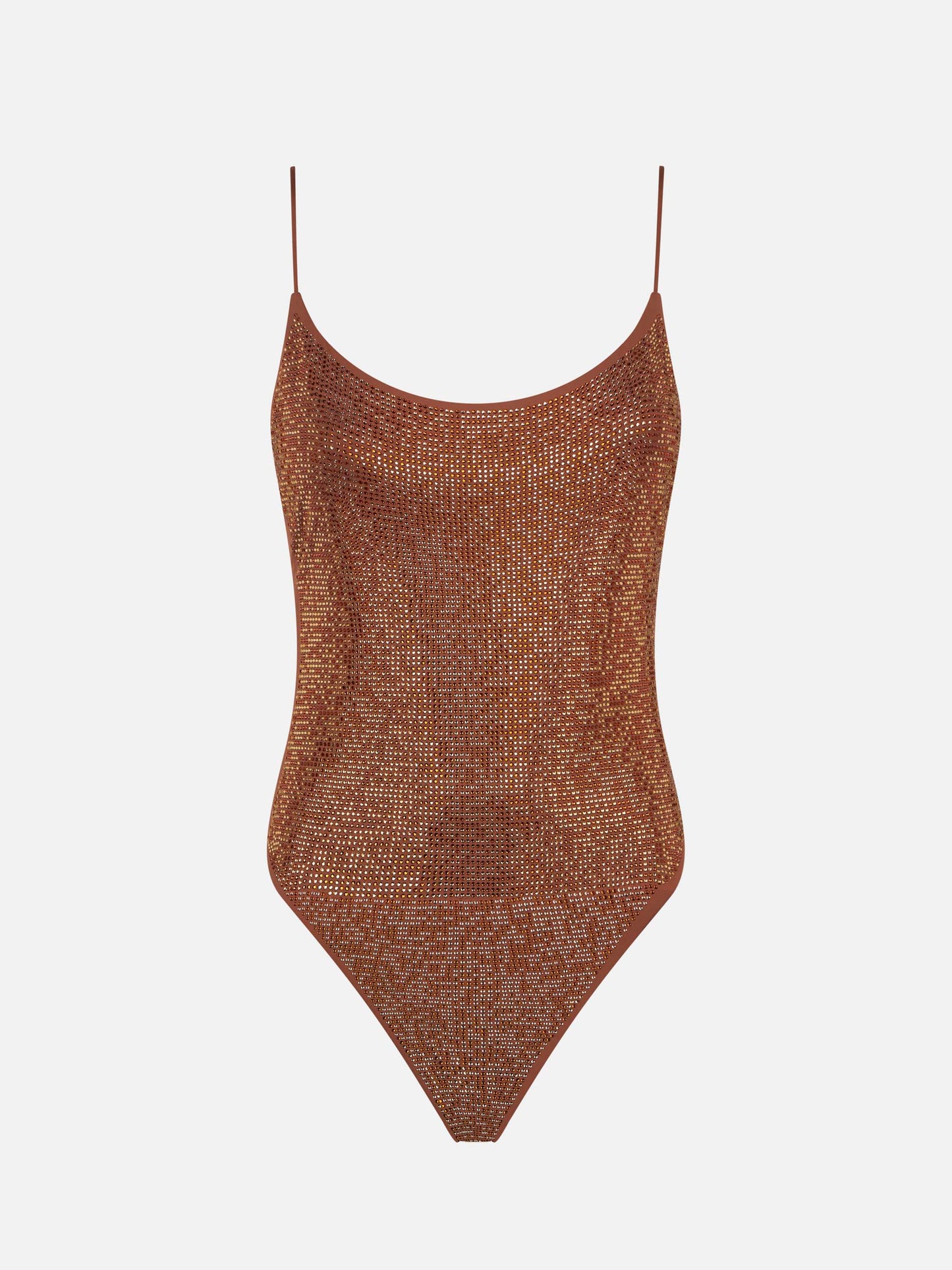 Woman one piece swimsuit with brown shades rhinestones - MC2 Saint Barth
