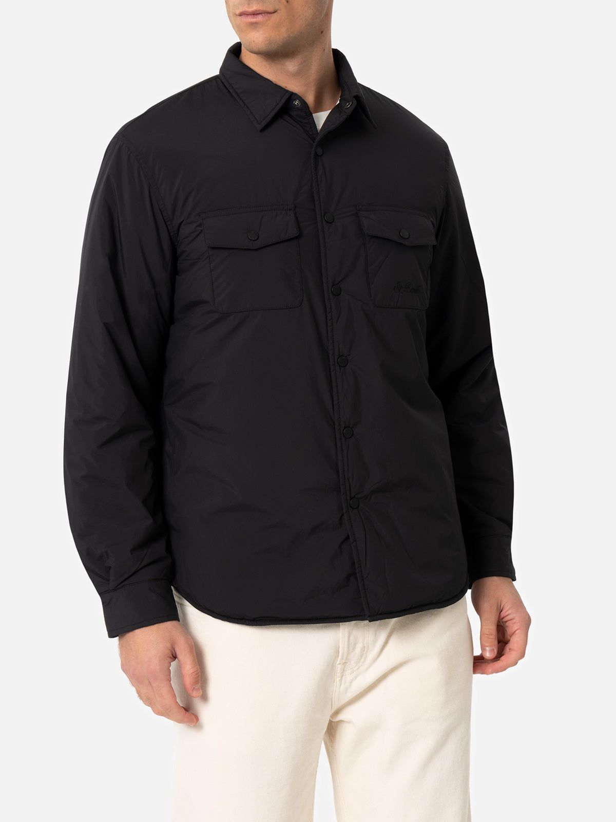 Man black overshirt Chalet with St. Barth embroidery - MC2 Saint Barth