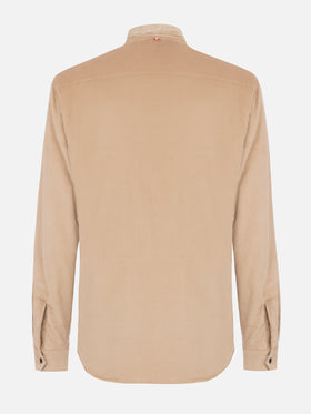 Man beige corduroy overshirt Chalet with St. Barth embroidery - MC2 Saint Barth