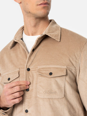Man beige corduroy overshirt Chalet with St. Barth embroidery - MC2 Saint Barth