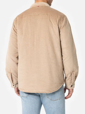 Man beige corduroy overshirt Chalet with St. Barth embroidery - MC2 Saint Barth