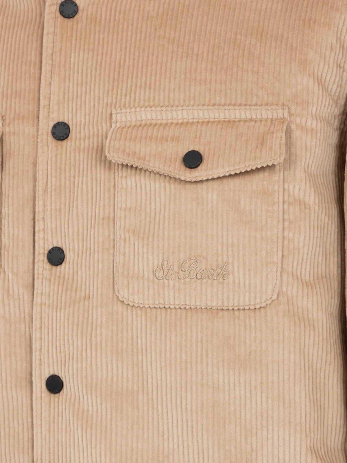 Man beige corduroy overshirt Chalet with St. Barth embroidery - MC2 Saint Barth