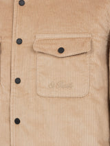 Man beige corduroy overshirt Chalet with St. Barth embroidery