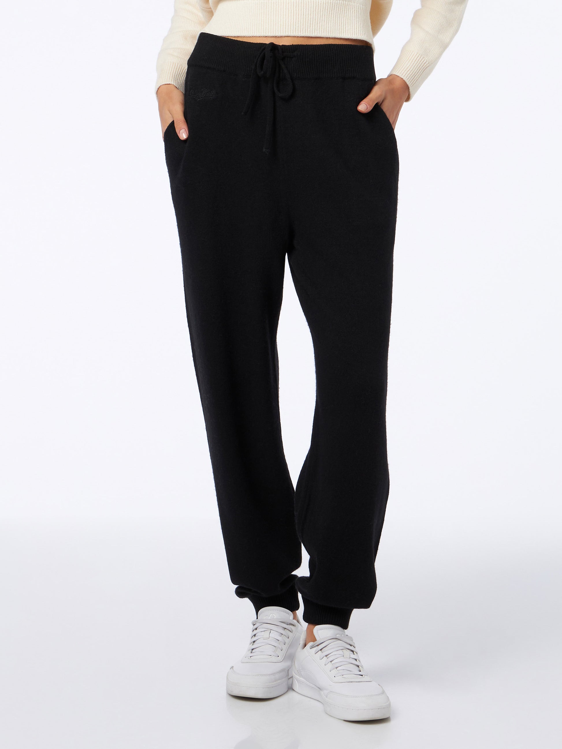 Woman knitted black jogger pants - MC2 Saint Barth