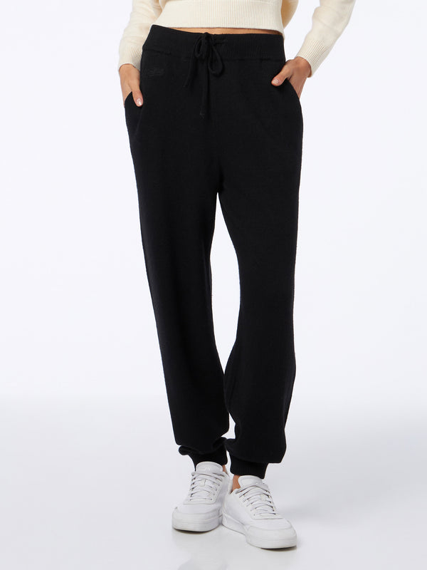 Pantaloni jogger neri da donna in maglia