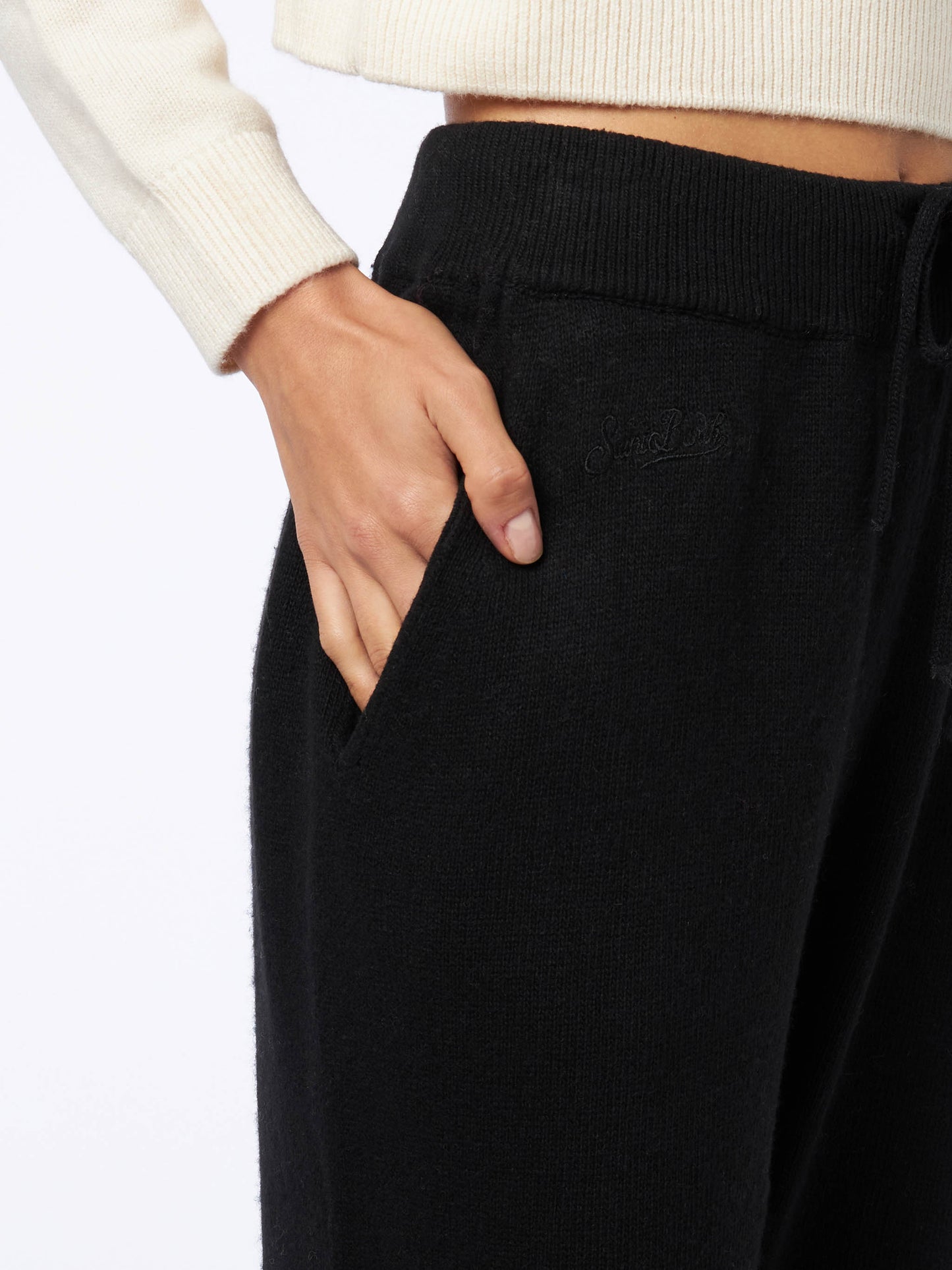 Woman knitted black jogger pants - MC2 Saint Barth